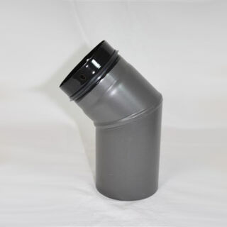 2-teiliger Pellet-Bogen geschweißt 45° DN 125 mm, gussgrau emailliert ohne Reinigungsöffnung 9421251