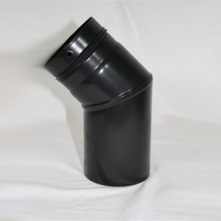 2-teiliger Pellet-Bogen geschweißt 45° DN 125 mm, matt schwarz emailliert ohne Reinigungsöffnung 9421252