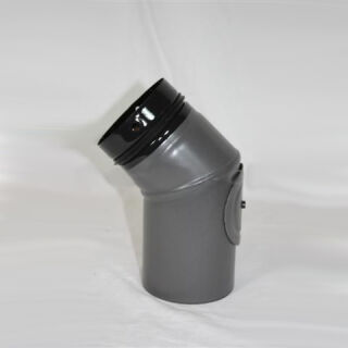 2-teiliger Pellet-Bogen geschweißt 45° DN 100 mm, gussgrau emailliert mit Reinigungsöffnung 9431001
