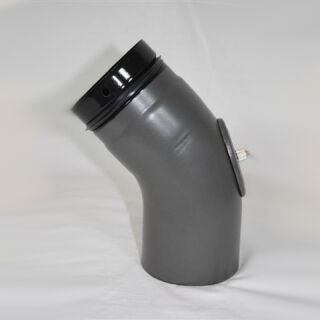 Pellet-Bogen glatt 45° DN 100 mm, gussgrau emailliert mit Reinigungsöffnung 9461001