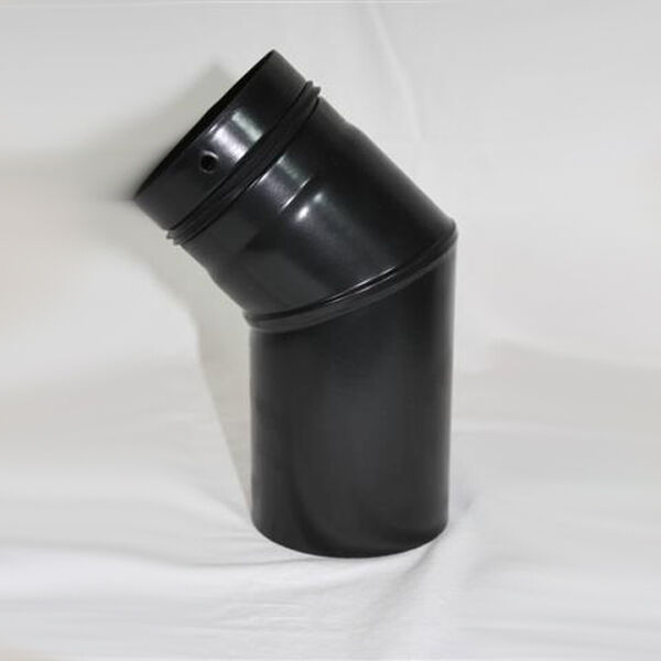 2-teiliger Pellet-Bogen geschweißt 45° DN 80 mm, matt schwarz emailliert ohne Reinigungsöffnung