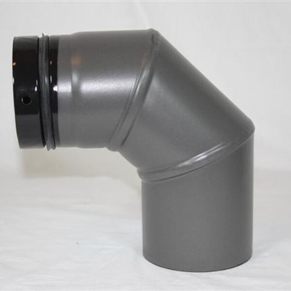 3-teiliger Pellet-Bogen geschweißt 90° DN 125 mm, gussgrau emailliert ohne Reinigungsöffnung