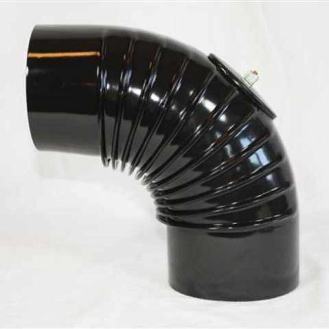 Bogen 45° DN 130 mm gerippt mit Reinigungsöffnung, High-Quality-Line matt schwarz