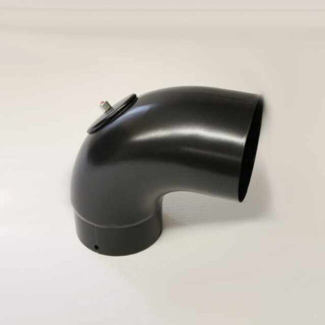 Bogen 45° DN 120 mm glatt mit Reinigungsöffnung, High-Quality-Line matt schwarz
