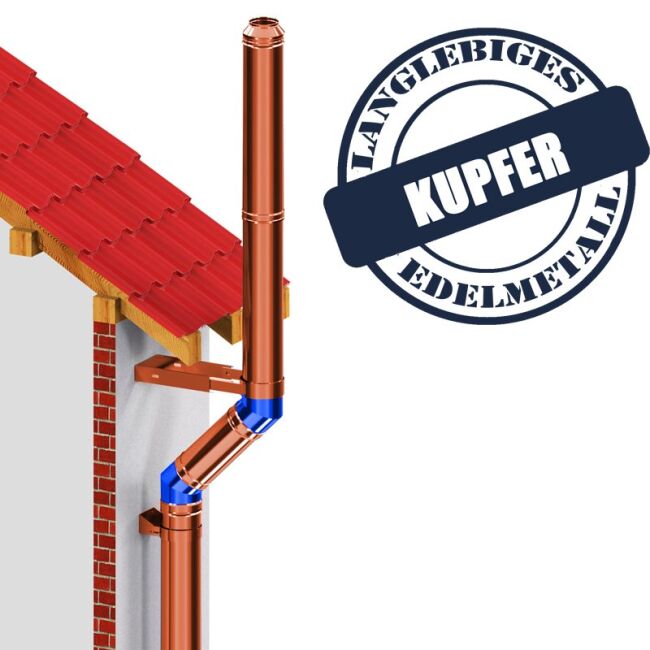 DINAK Kupferschornstein Winkel 15 Grad DW Ø80