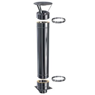 Doppelwandige Schornsteinverlängerung 0,5 mm 2,0 m DW 225 runder Einschub 