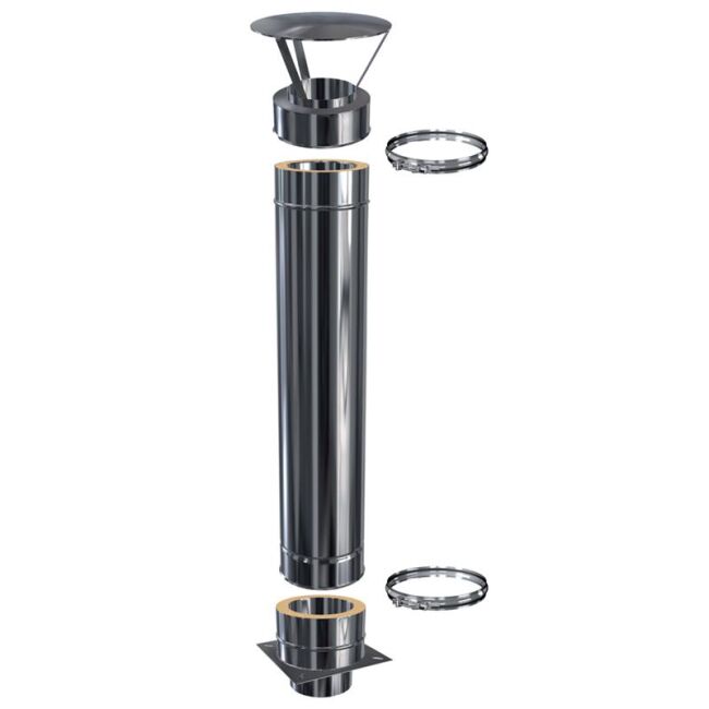 Doppelwandige Schornsteinverlängerung 0,6 mm 0,5 m DW 225 runder Einschub