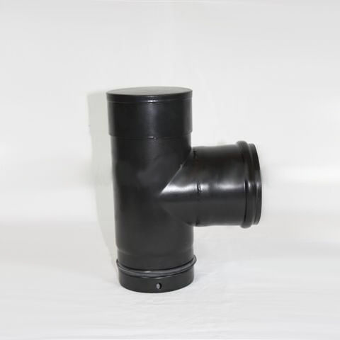 Pellet-Kapselknie 250 mm DN 125 mm, matt schwarz emailliert