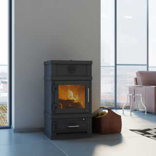 Kaminofen Lotus 2060 Grundmodell schwarz ohne Warmhaltefach ohne Brennholzsockel 2060