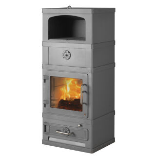 Kaminofen Lotus 2060 Grundmodell schwarz inkl. Warmhaltefach inkl. Brennholzsockel 2060