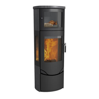 Kaminofen Lotus Prio 7 mit Backfach Stahl Schwarz mit Seitenglas Prio7mitSG