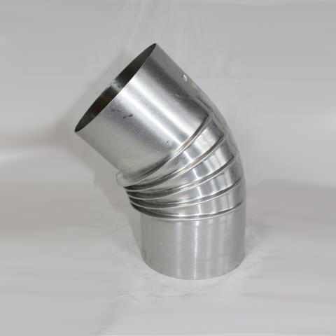 Aluminium-Bogen 45° DN 180 mm, ohne Reinigungsöffnung
