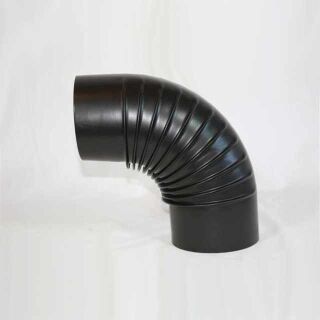 Bogen 90° DN 110 mm gerippt ohne Reinigungsöffnung, High-Quality-Line matt schwarz 1901102