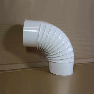 Bogen 90° DN 100 mm gerippt ohne Reinigungsöffnung, High-Quality-Line weiß emailliert 9901003
