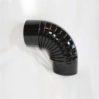 Bogen 90° DN 130 mm gerippt ohne Reinigungsöffnung, High-Quality-Line schwarz glänzend 9901300