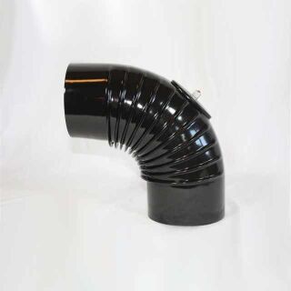 Bogen 90° DN 130 mm gerippt mit Reinigungsöffnung, High-Quality-Line schwarz glänzend 9911300