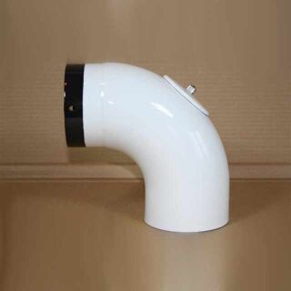 Bogen 90° DN 100 mm glatt mit Reinigungsöffnung, High-Quality-Line weiß emailliert 9931003