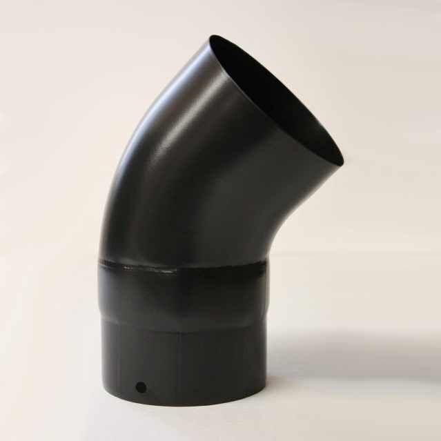 Bogen 45° DN 130 mm glatt ohne Reinigungsöffnung, High-Quality-Line matt schwarz