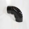 Bogen 90° DN 130 mm gerippt ohne Reinigungsöffnung, High-Quality-Line schwarz glänzend