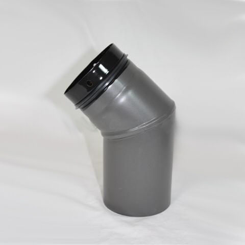 Pellet-Bogen 45° (2-teilig) DN 100 mm, grau emailliert ohne Reinigungsöffnung