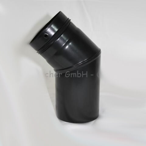 Pellet-Bogen 45° (2-teilig) DN 100 mm, schwarz emailliert ohne Reinigungsöffnung