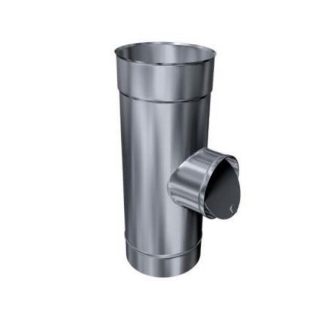 Edelstahlschornstein einwandig 0,6mm Premium T-Stück für runden Zugbegrenzer TR REG DN 200