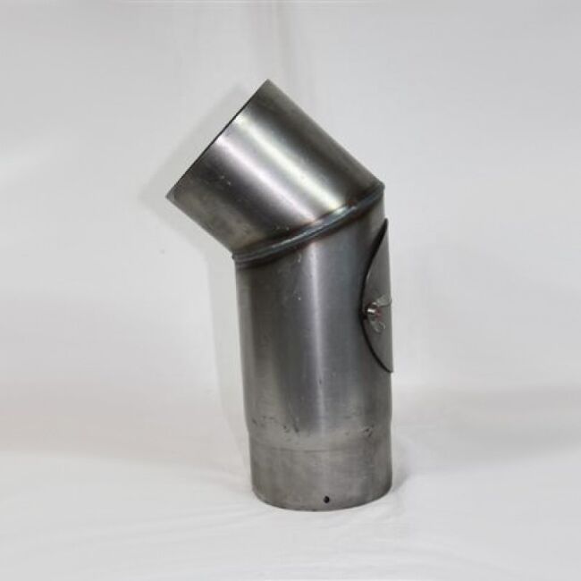Rauchrohr-Bogen 45° DN 145 mm roh, eingezogen mit Reinigungsöffnung