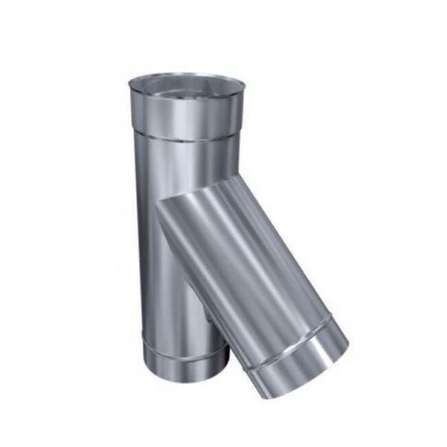 Edelstahlschornstein einwandig 0,5mm T-Stück TR 45° Dn 300