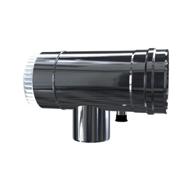 Luft Abgas System konzentrisch T-Stück 90° mit Revisionsöffnung und Kondensatableiter DN 80/125