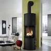 Kaminofen Koppe Nexus Aqua, wasserführend Korpus schwarz, Kachel weiß-glänzend 8,0 kW