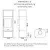 Wiking Ofen Miro 6 mit Keramikverkleidung mit Holzfachtür Mangan