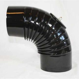 Bogen 45° DN 100 mm gerippt mit Reinigungsöffnung, High-Quality-Line matt schwarz 1461002