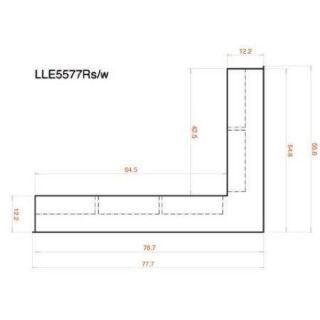 CB Eckluftleiste 547x766 mm weiß kurzer Schenkel re. lle5577rw