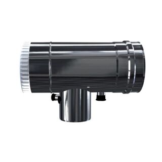 Luft Abgas System konzentrisch T-Stück 90° mit Revisionsöffnung, Kondensatableiter und Messstutzen DN 60/100 2AFKRMODPSI9060/100